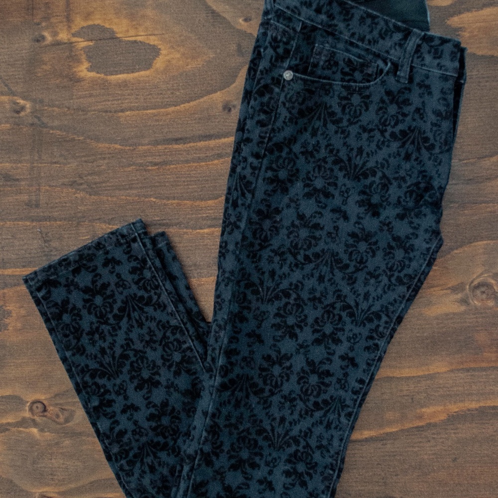 Secretly Evil Paisley Black Velvet Jeans